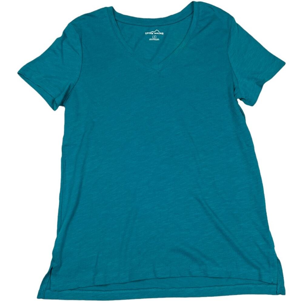 Eddie Bauer T-Shirt Cotton Modal Teal Short Sleeve Crew Neck Women's S‎ Casual